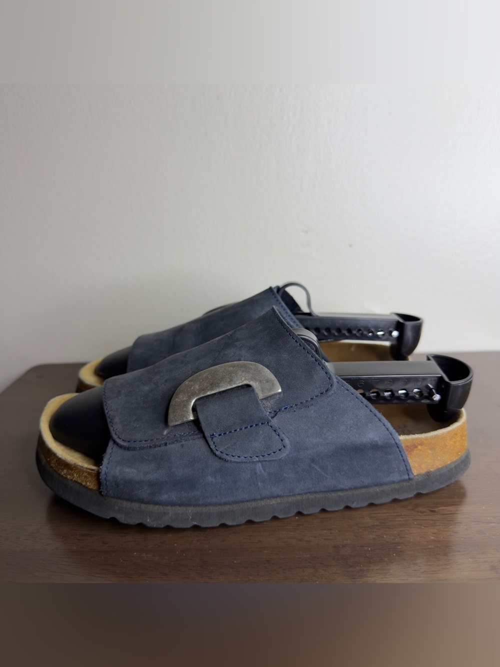 Natural Power Navy Blue Leather Sandals Sz 38